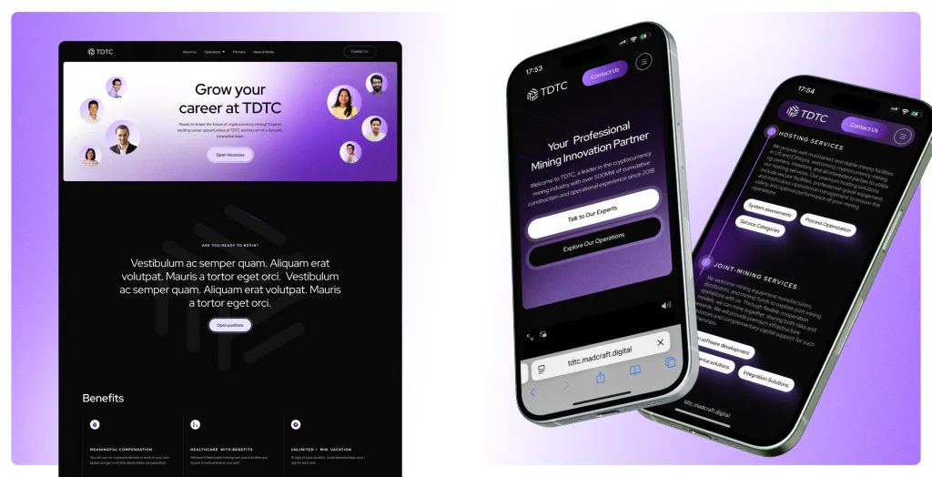 Desktop and mobile website designs by Madcraft, digital agency for Irish construction businesses