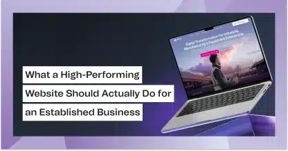 Business website displayed on a laptop promoting strategies for turning websites into growth engines
